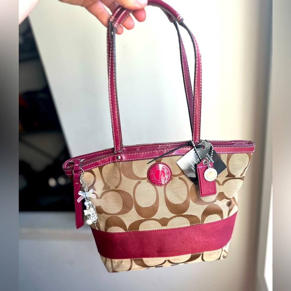 Vintage Y2K 2012 Coach Signature Stripe Tote – Style No. F19046